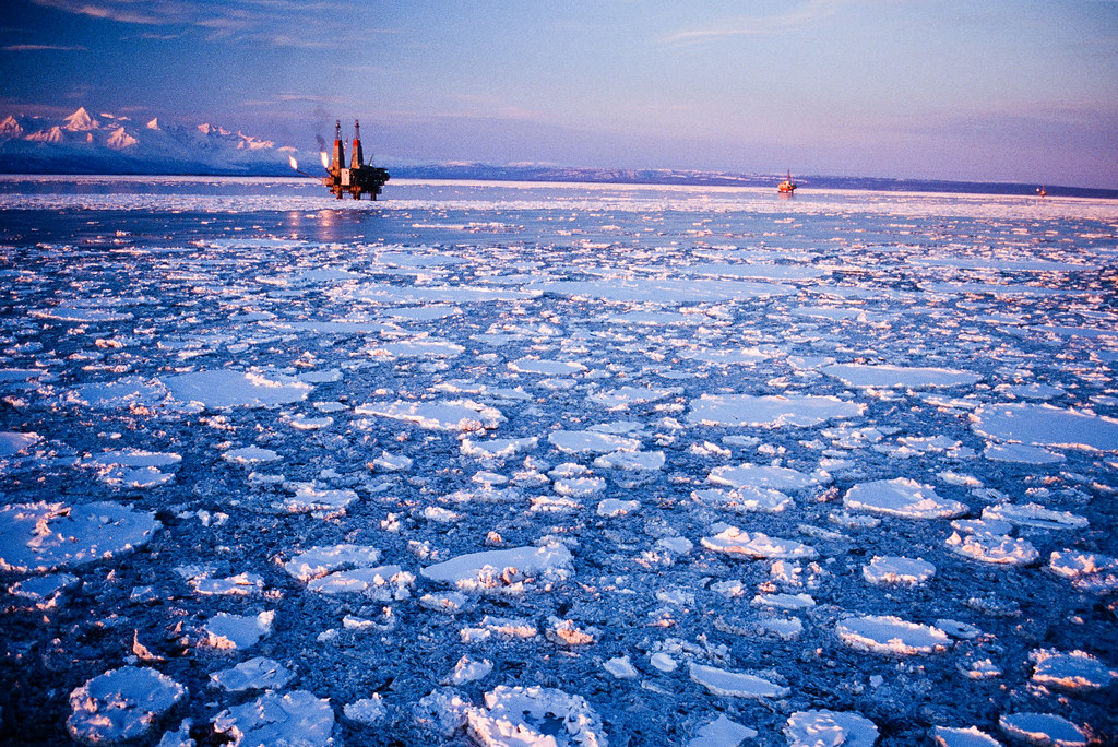 Offshore oil platform on the sea - cathodic protection survey