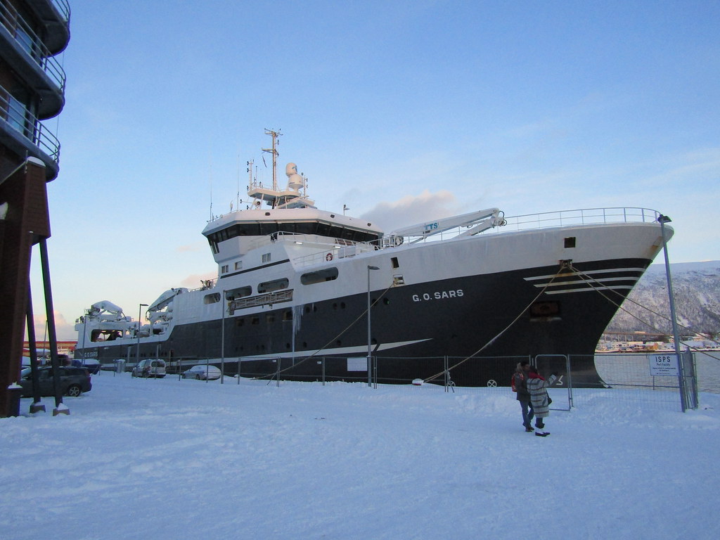Marine research vessel ROV deployment at sea